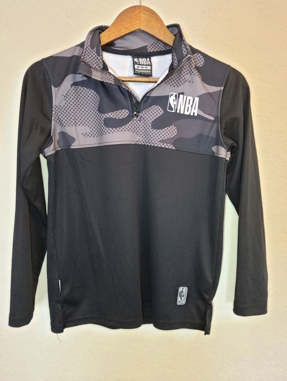 NBA Quarter Zip Boys Medium (10-12)‎ Black Camo Athletic Performance Top